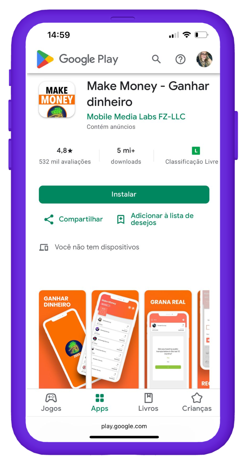 app que da dinheiro ao se cadastrar vs app de tarefas