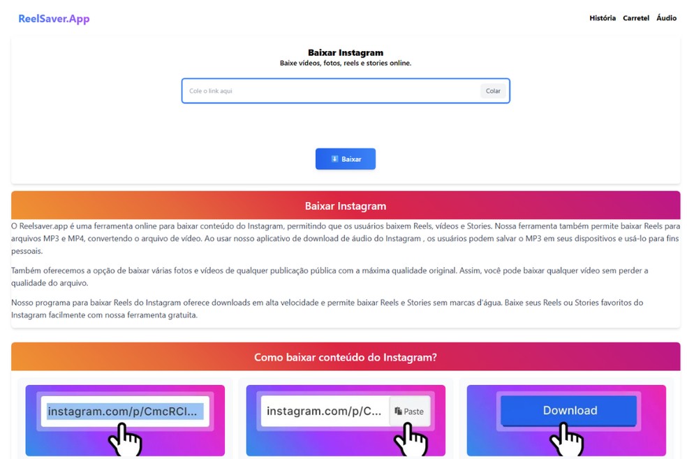 baixar audio de video instagram