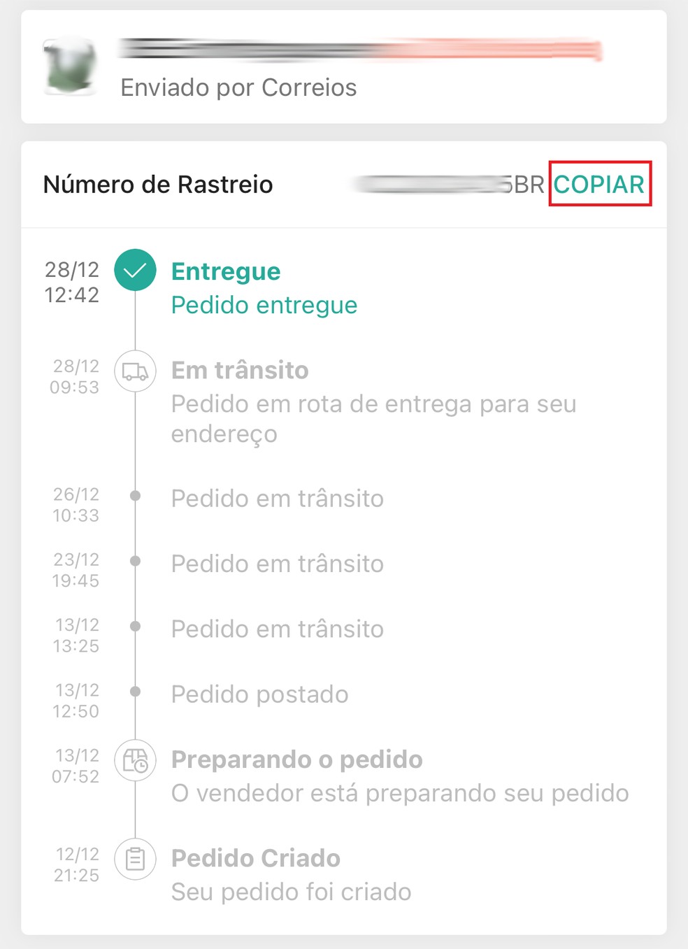 rastreamento shopee