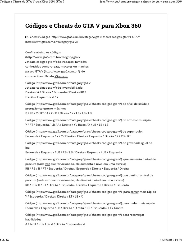 erros comuns ao usar códigos GTA 5 Xbox 360