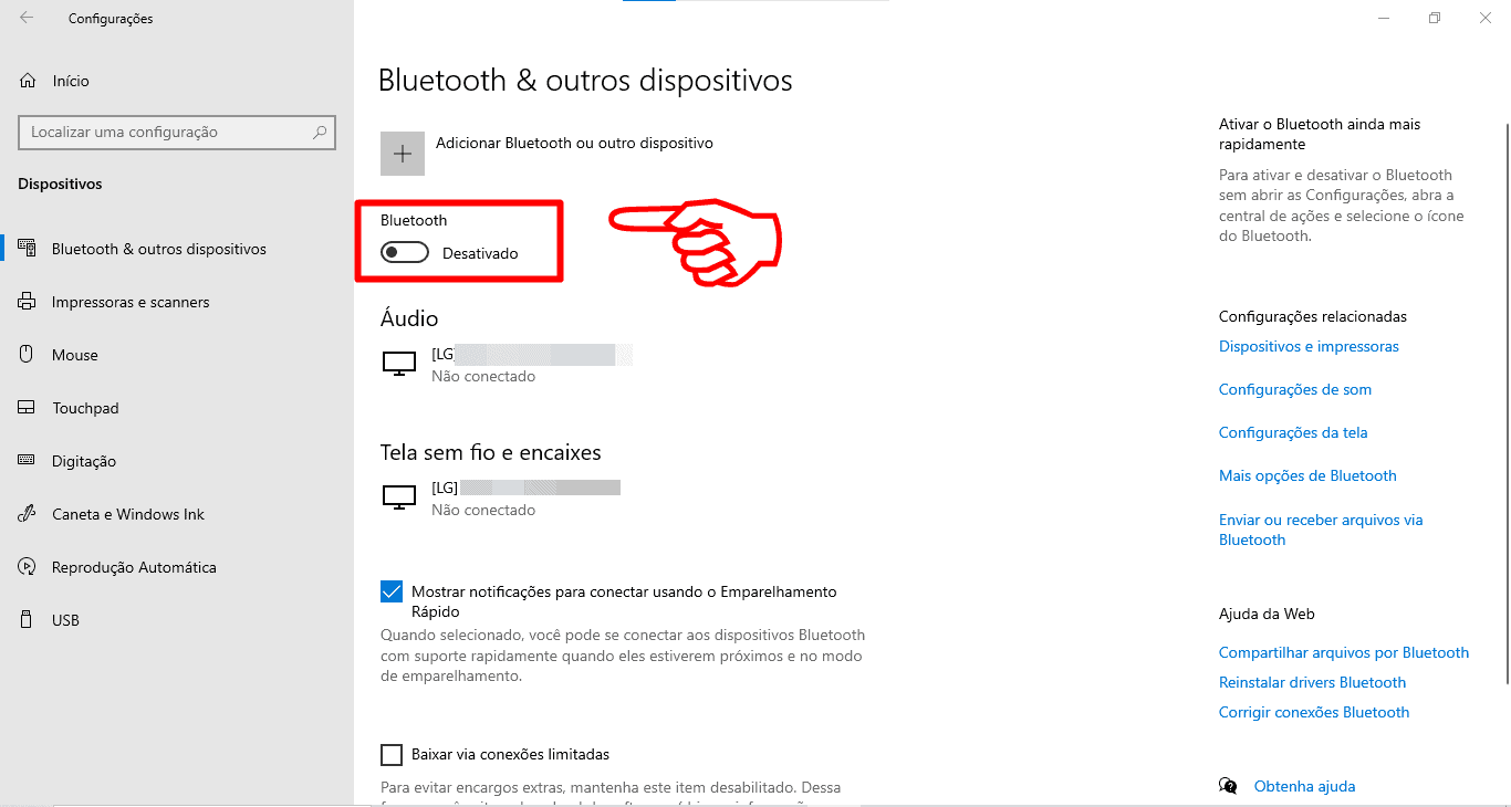 erros comuns ao ativar bluetooth no windows