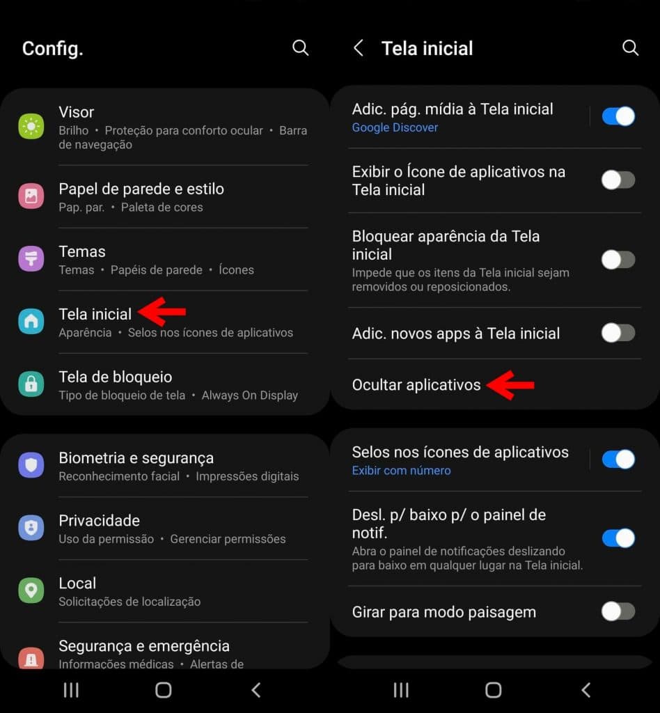 erro ao ocultar app no motorola