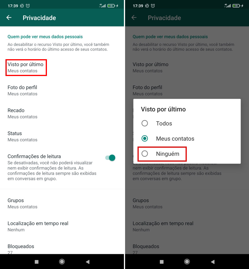 whatsapp online vs offline qual a diferença