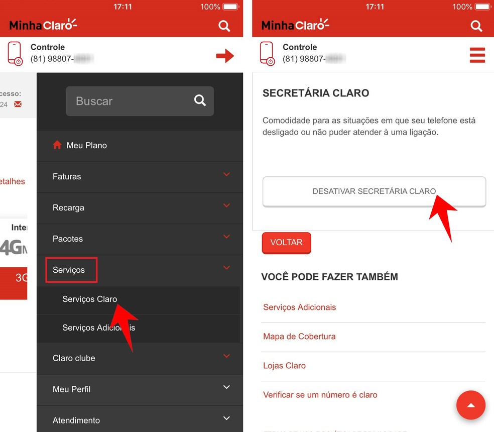 desativar correio de voz claro