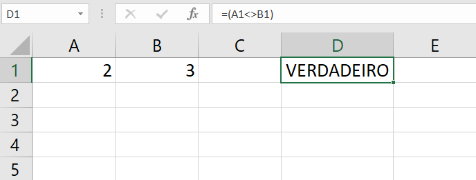 como digitar sinal de diferente no excel