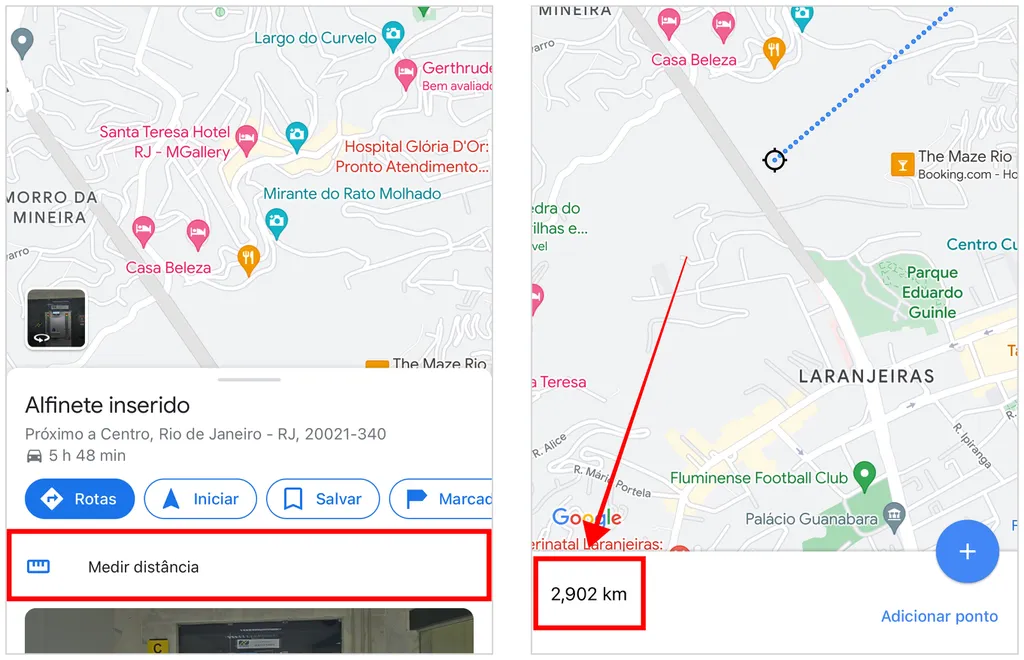 medir distância google maps celular