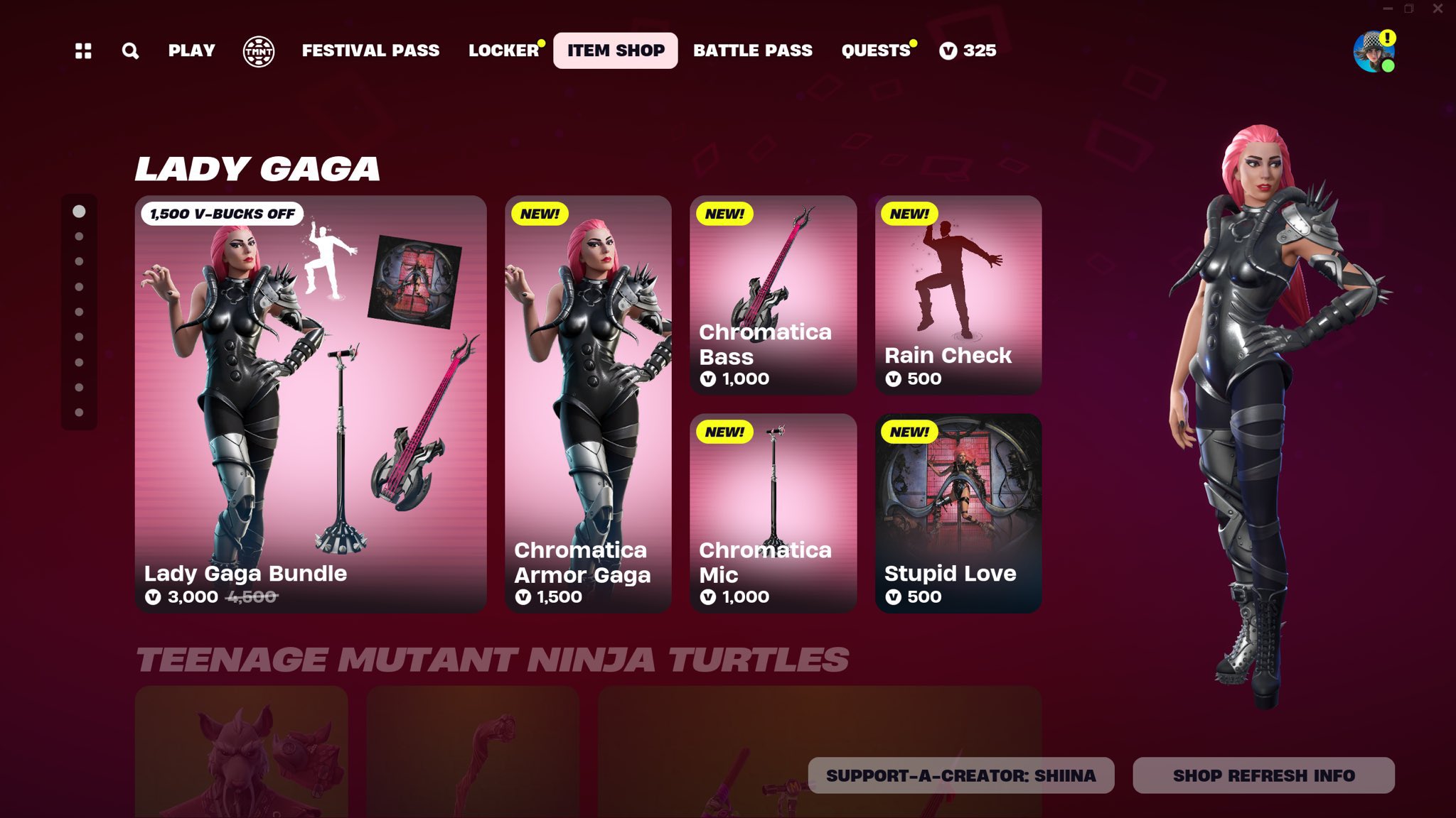 erros comuns ao comprar itens lady gaga fortnite