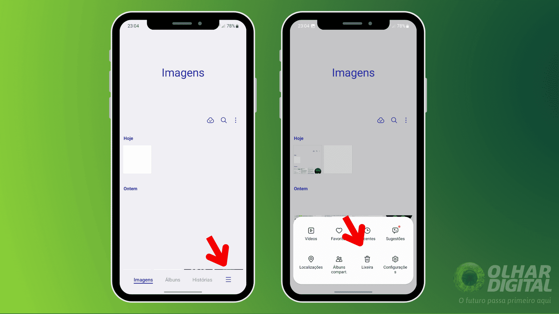 como ver lixeira celular samsung