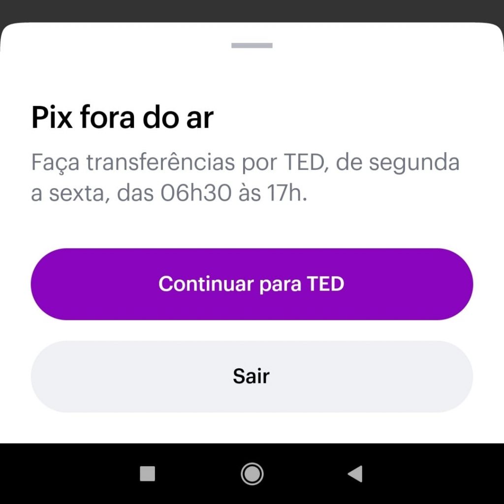 Problema Pix Nubank agora