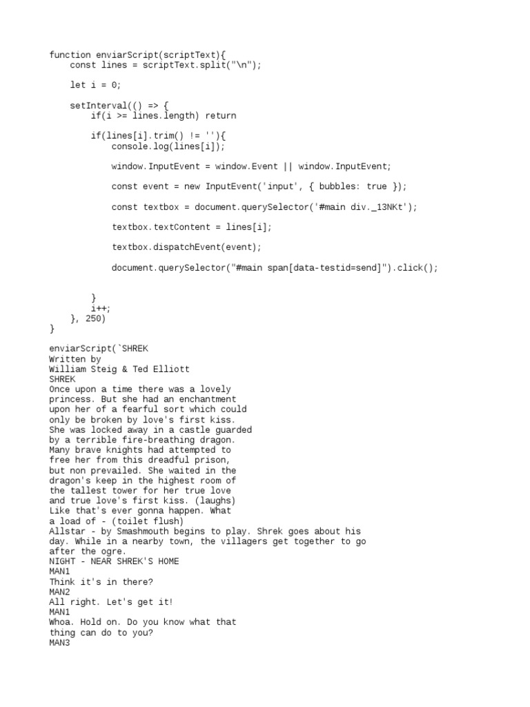 script shrek whatsapp