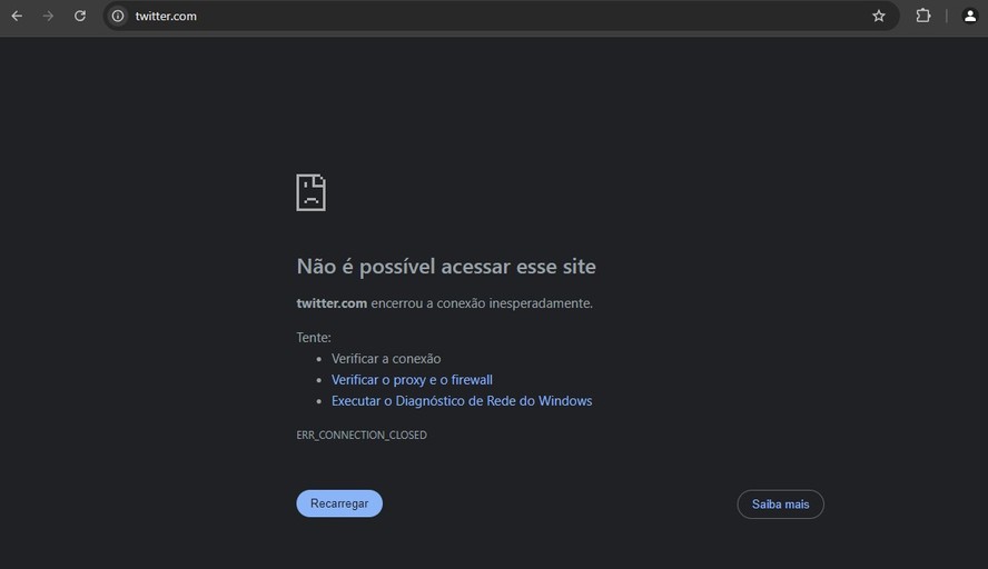 X caiu hoje