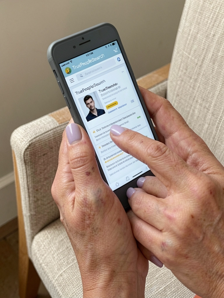 Captura de tela do site TruePeopleSearch com resultado de busca de pessoa.