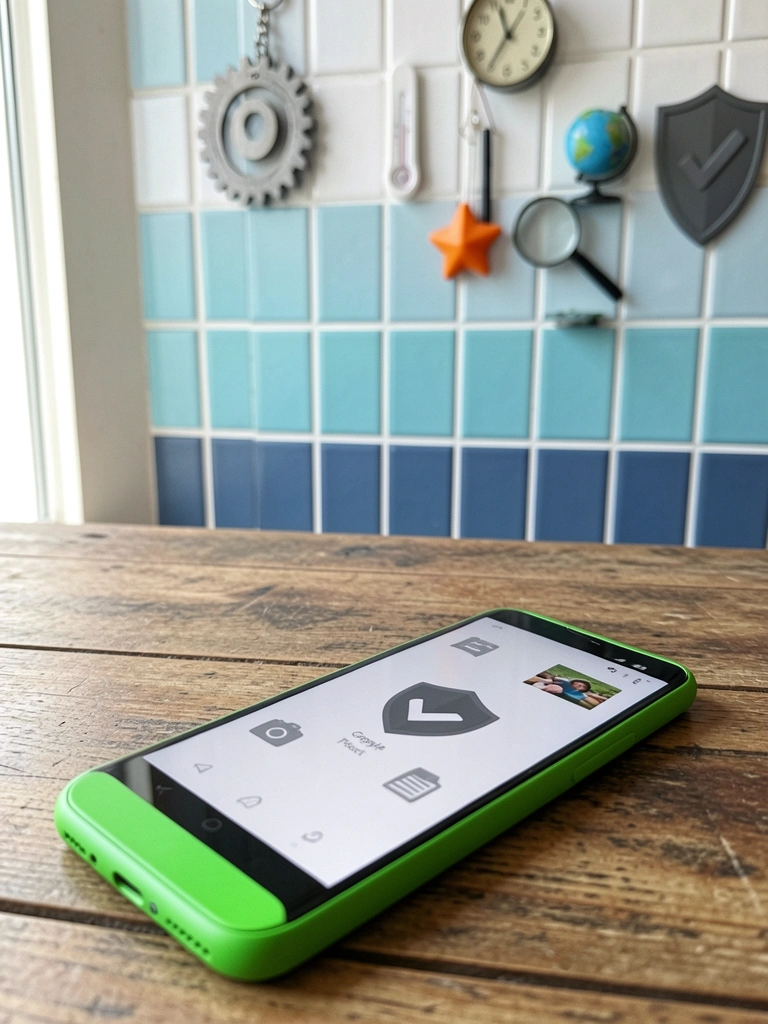 Logo do Google Play Protect exibido na tela de um smartphone Android