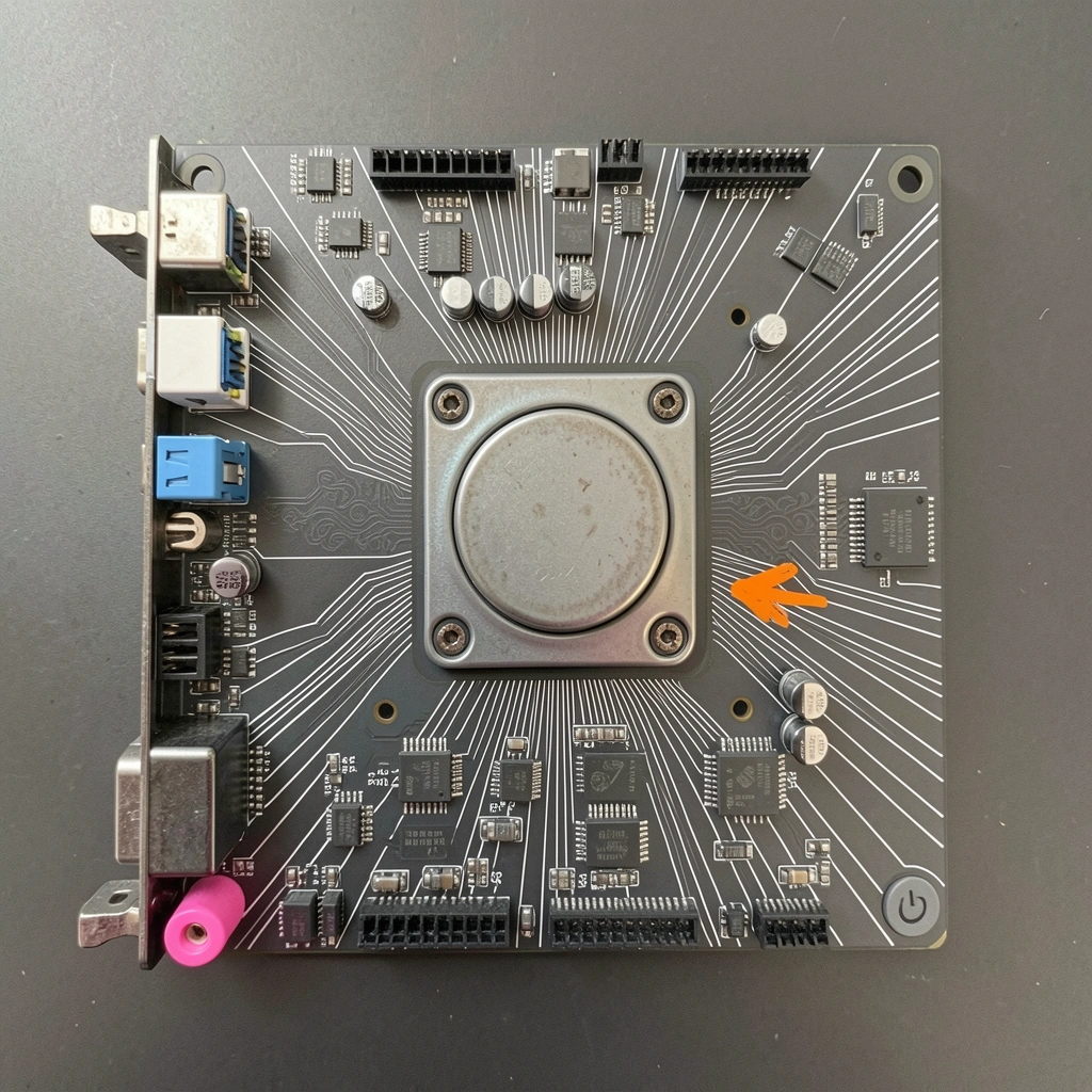 Placa-mãe ASUS Prime H410M-E sobre superfície escura, com soquete LGA1200 e slots de memória visíveis.