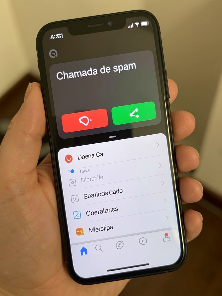 iPhone exibindo notificação de chamada spam na tela de bloqueio.
