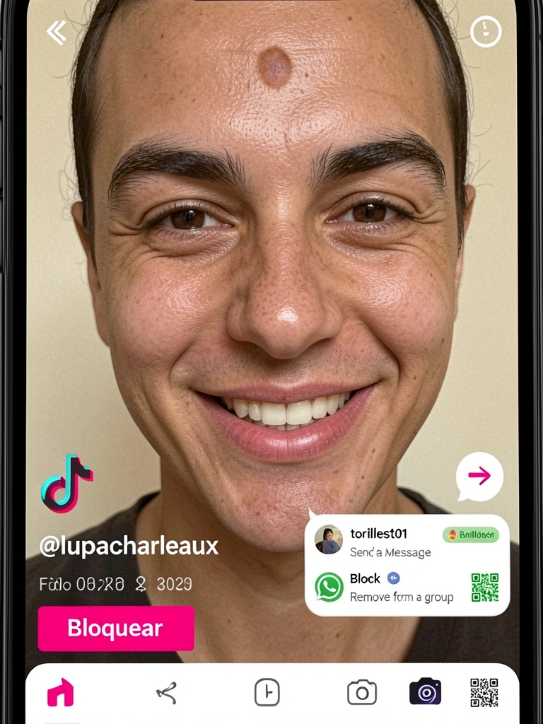 Print da tela do TikTok com o ícone de compartilhamento e a opção Bloquear destacada.