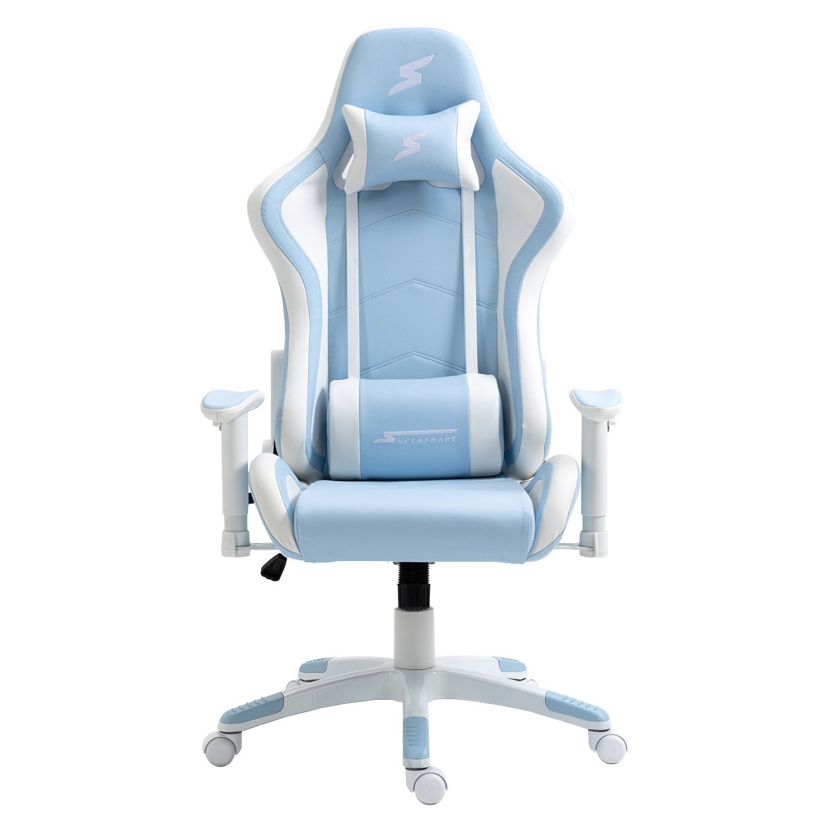 cadeira gamer azul e preta