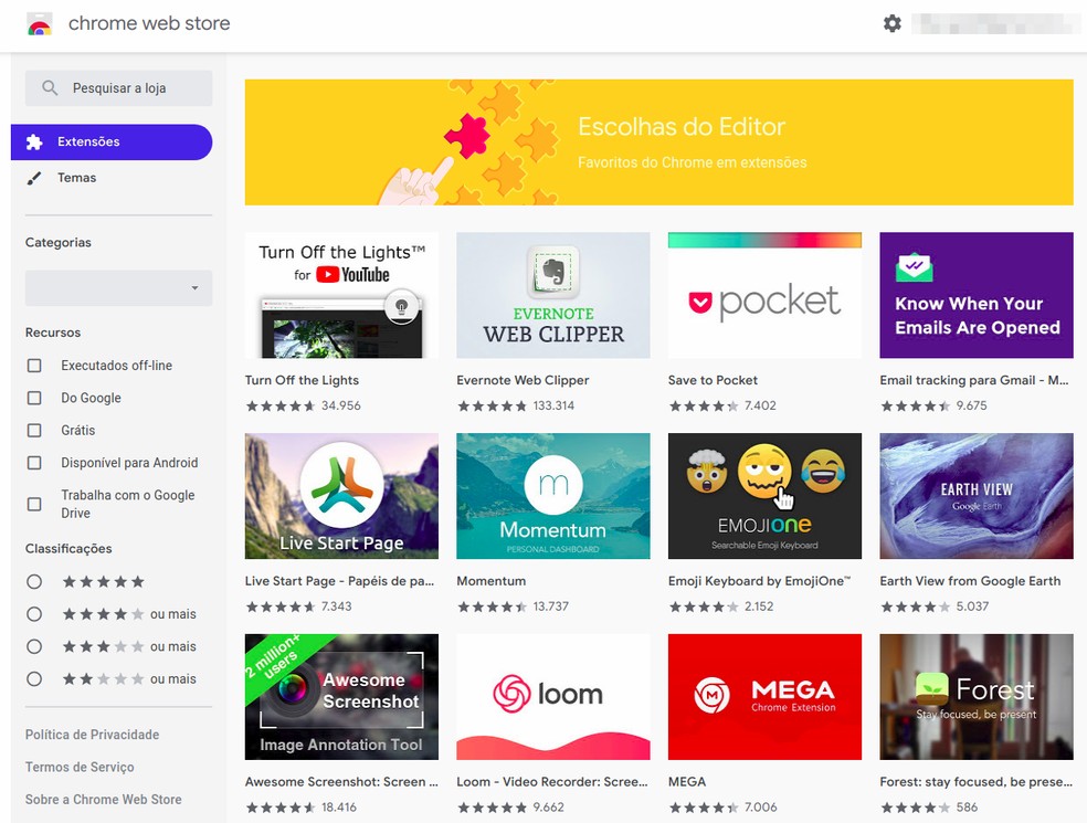baixar extensões chrome