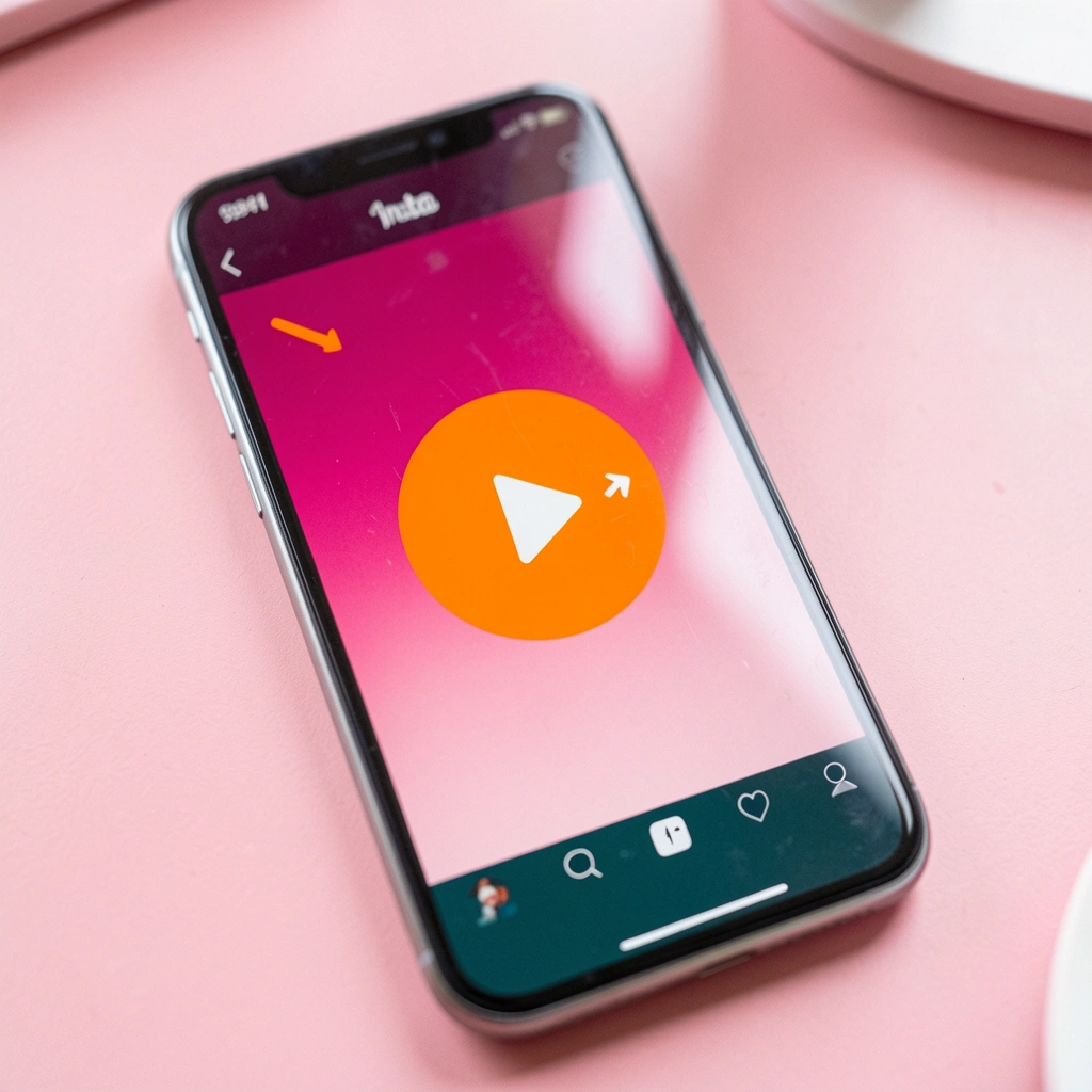 Smartphone com o app do Instagram aberto, botão de velocidade em destaque na tela