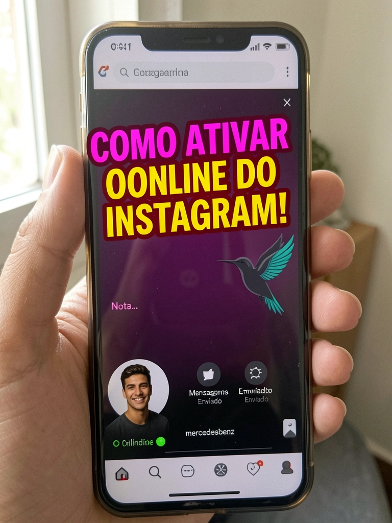 Perfil do Instagram com bolinha verde indicando que o usuário está online.