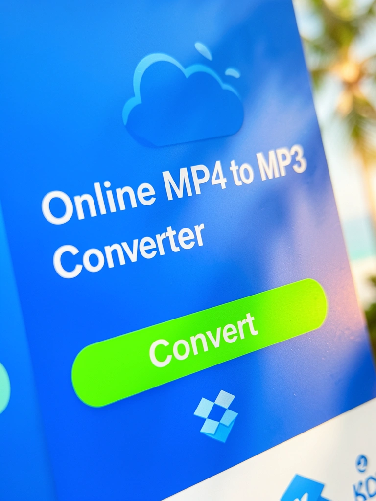 Interface azul vibrante de conversor MP4 para MP3 com botão 