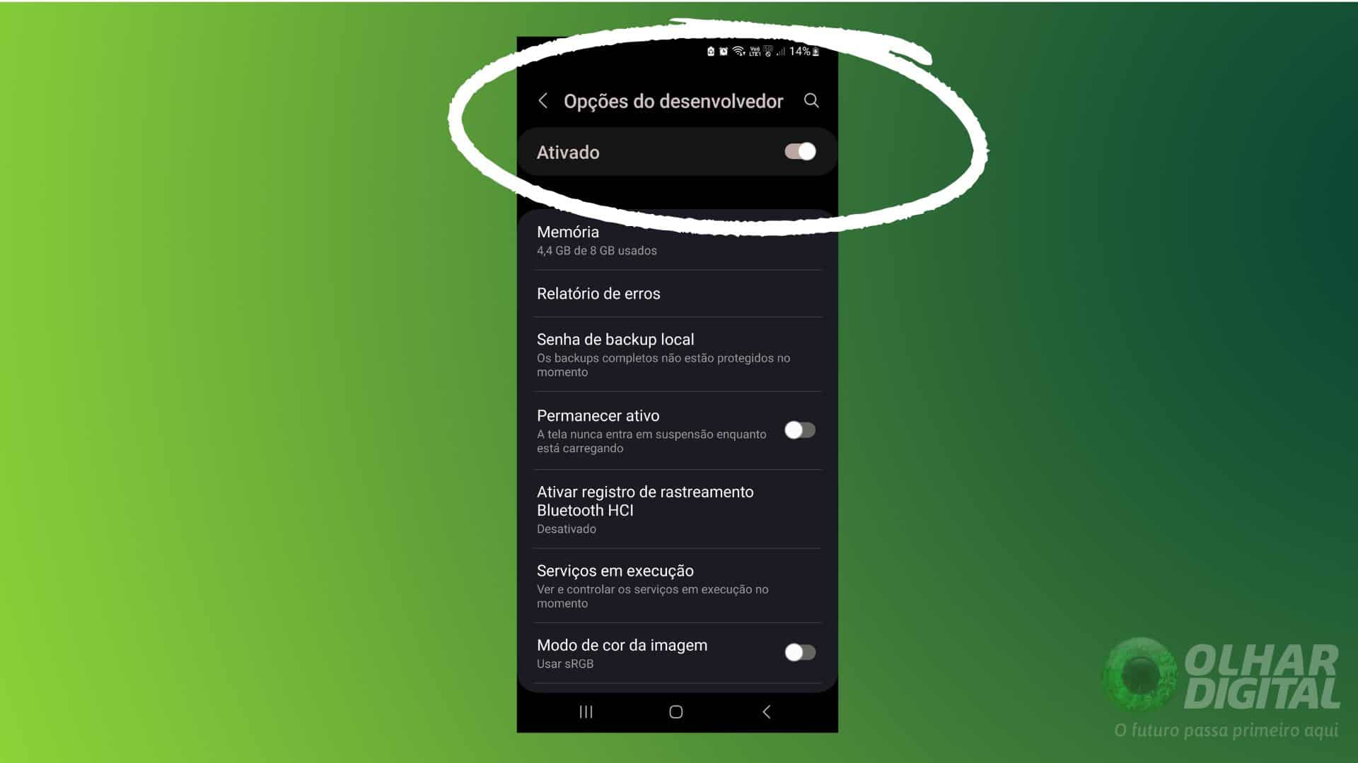 como desativar modo desenvolvedor Samsung