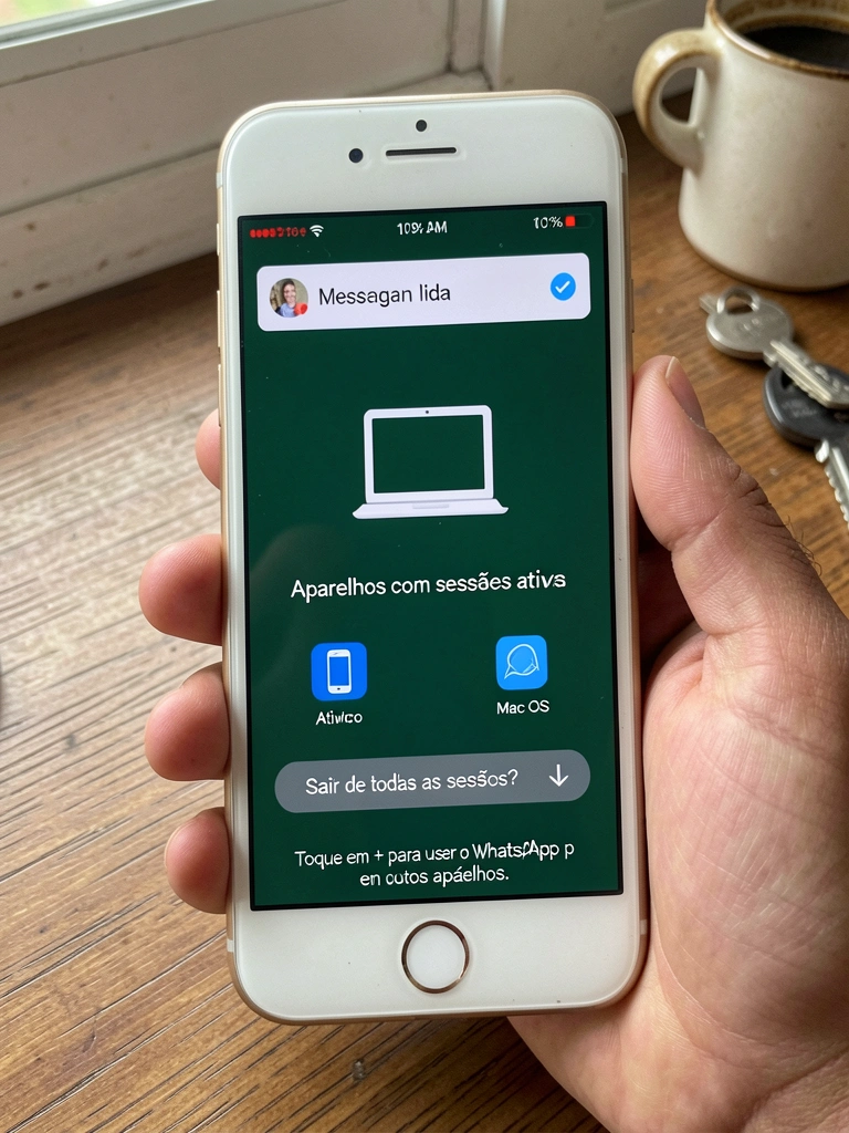 Smartphone com tela exibindo notificações de mensagens e ícone de bateria no canto superior direito.