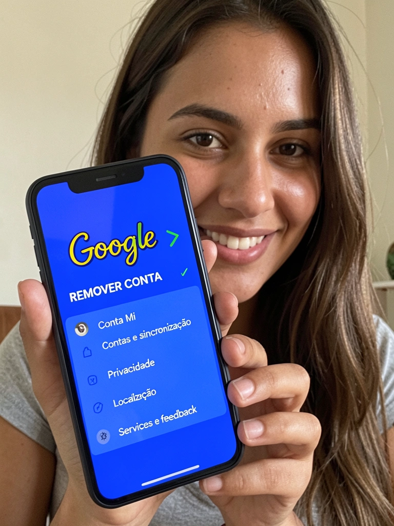 Pessoa segurando celular com tela de configurações abertas