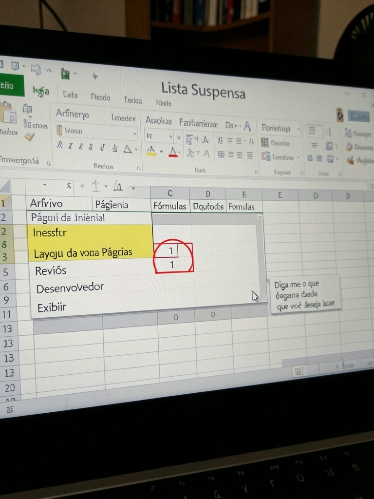 Seta suspensa em célula de planilha do Excel