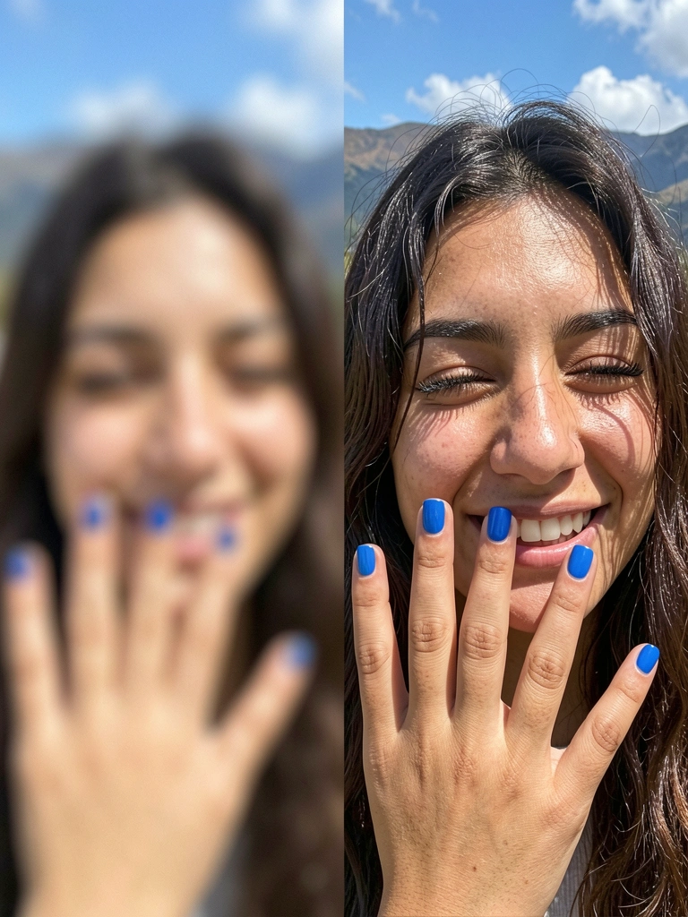 Comparação entre um avatar desfocado e outro nítido em baixa resolução