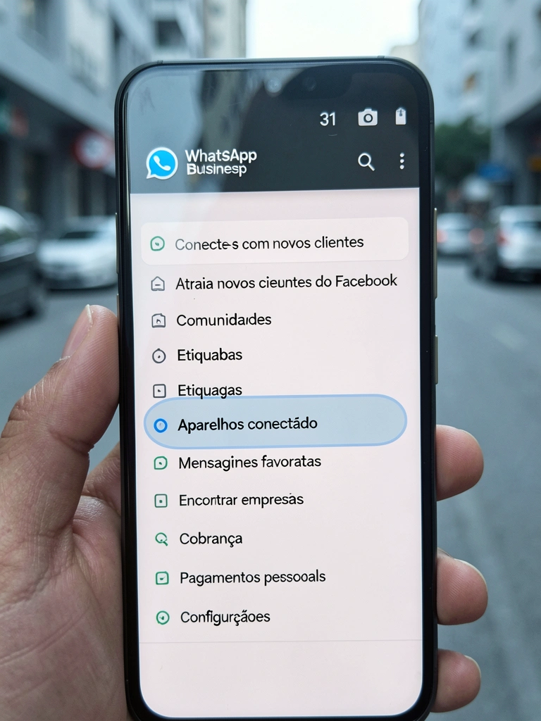 Captura de tela do WhatsApp mostrando o menu