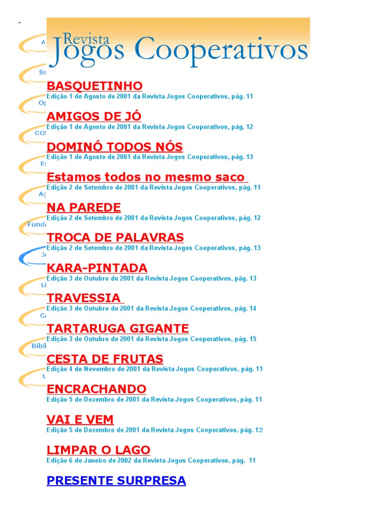 como organizar jogos cooperativos