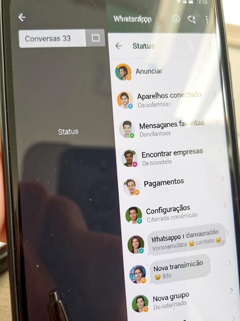 Ícones de contatos e uma mensagem sendo enviada para vários celulares, representando uma lista de transmissão.
