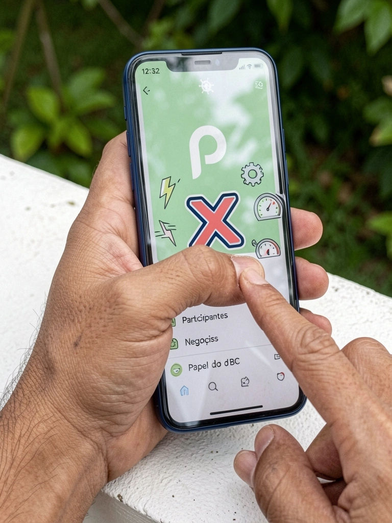 Letra X formada por ícones de tecnologia e velocidade sobre fundo escuro