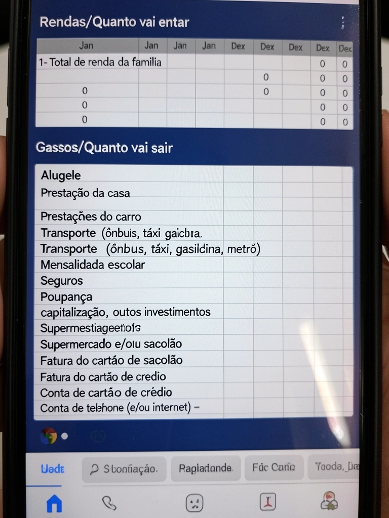Captura de tela de planilha com abas na parte inferior, mostrando dados financeiros em tabela.