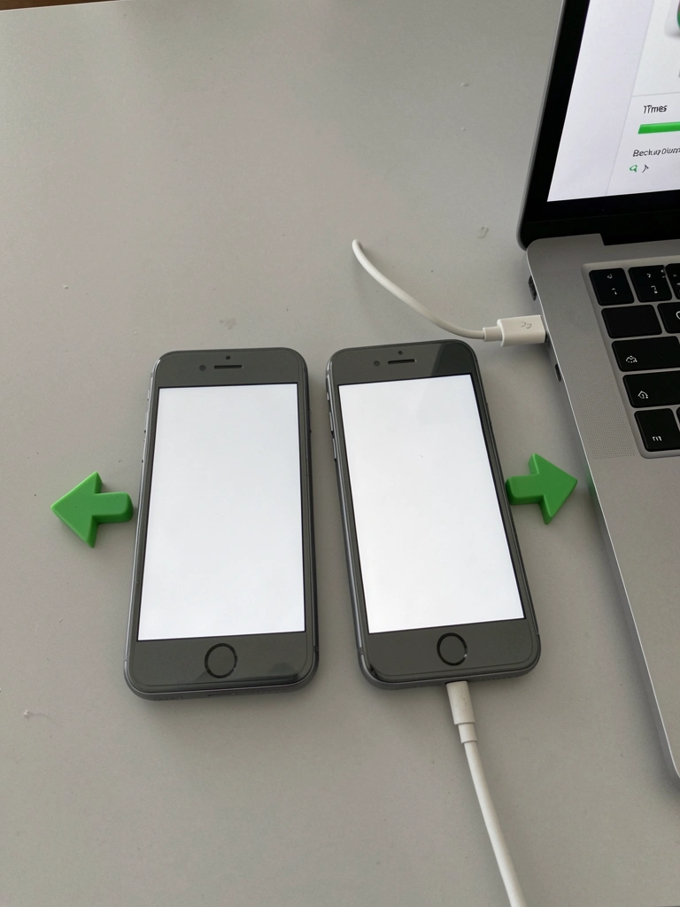 iPhone conectado a um notebook com a tela do iTunes exibindo opções de backup.