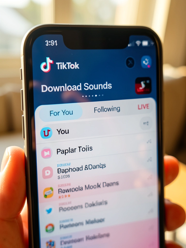 Tela de smartphone com interface do TikTok aberta na seção
