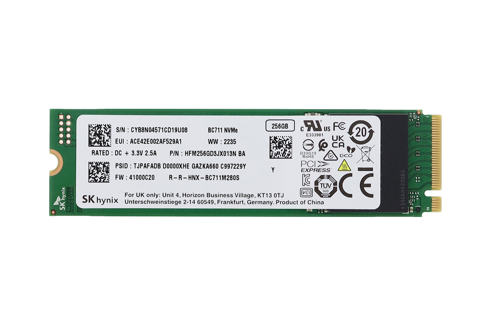 SSD M.2 NVMe 256GB notebook