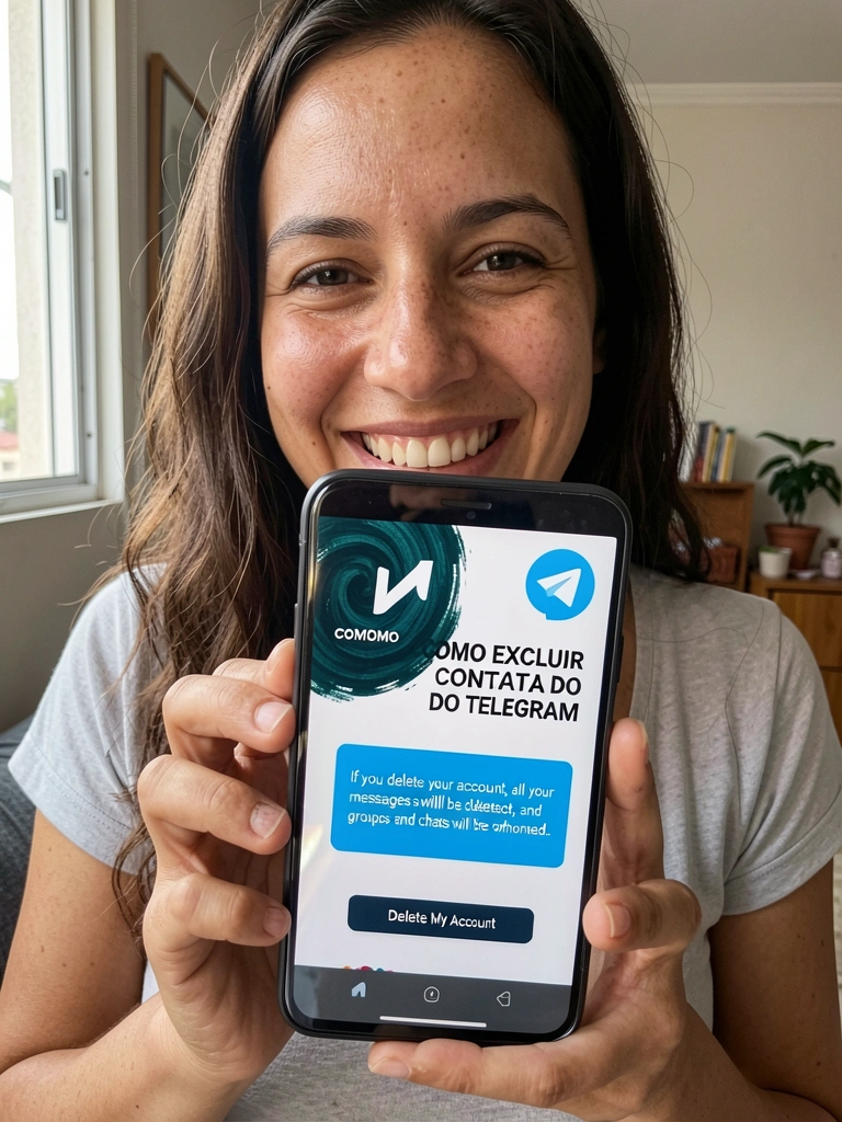 Pessoa segurando smartphone com tela de configurações do Telegram aberta
